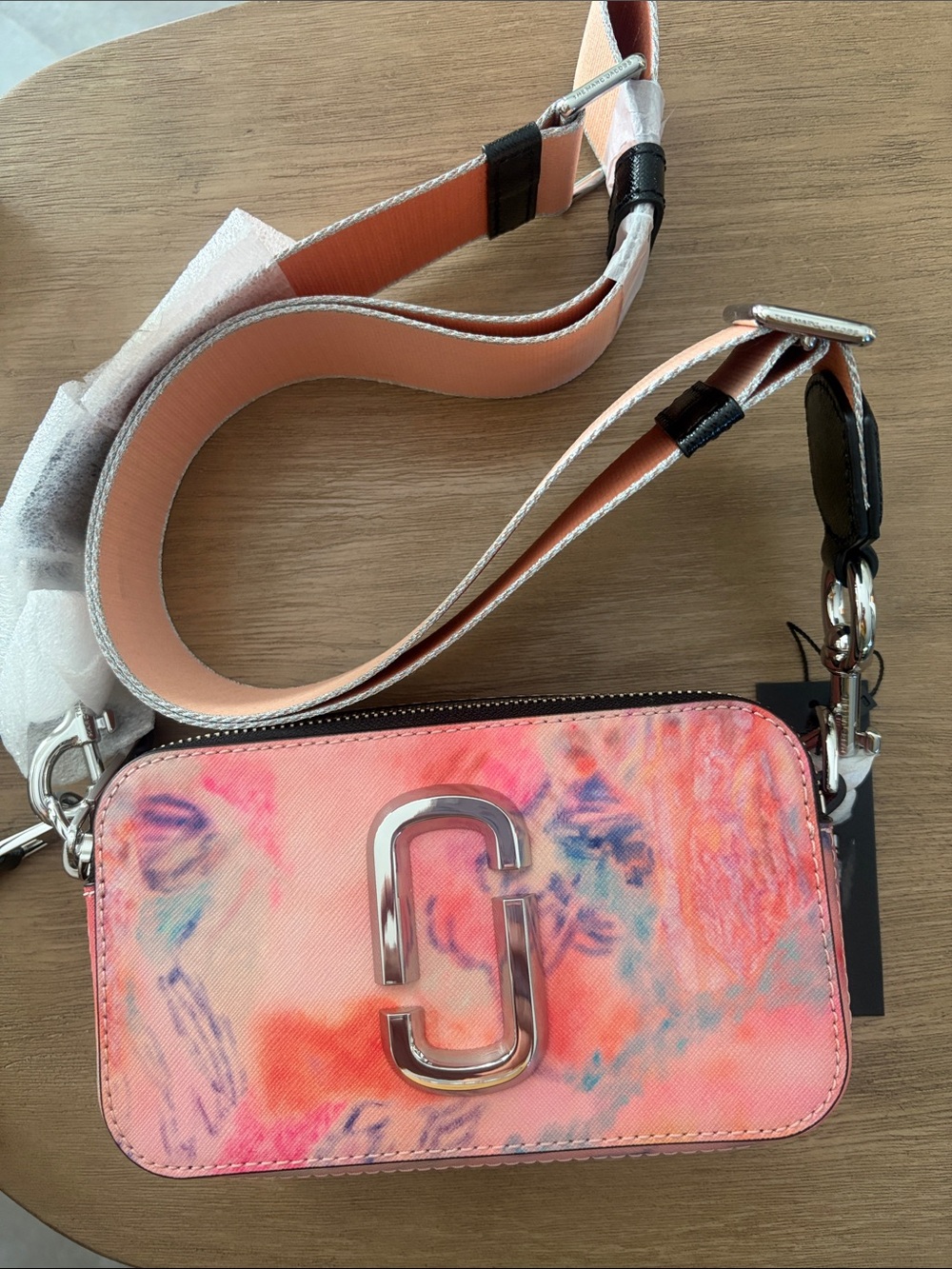 NWT Marc Jacobs The Snapshot Watercolor Crossbody Pink Leather